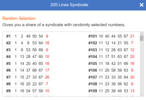 Lottery Syndicate Lines