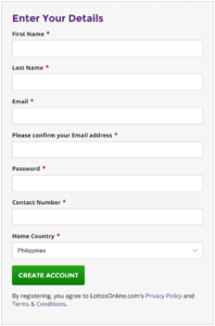 LottosOnline Registration Form