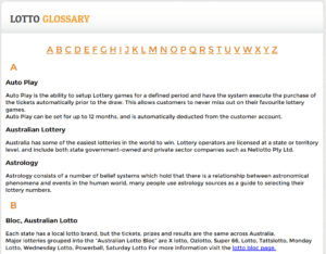 Netlotto Glossary