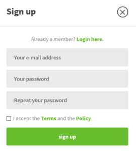 LottoPark registration form