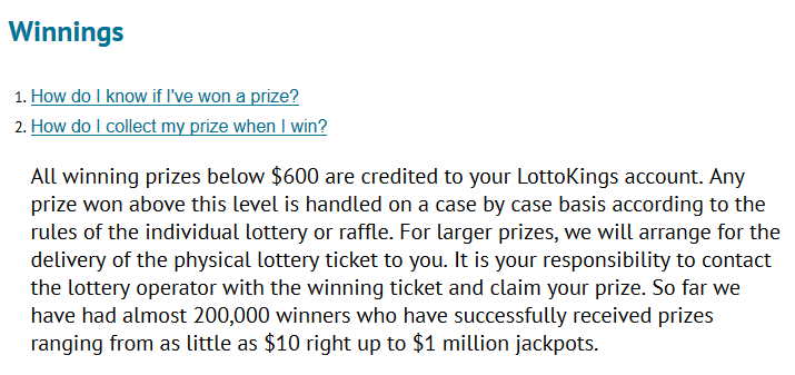 lottokings vs lottoz claiming prizes process