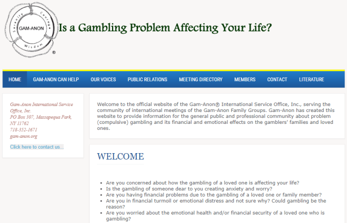 Gam-Anon landing page