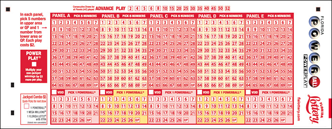 Sample Powerball ticket playslip