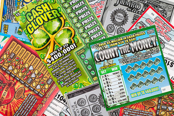 Pile of scratch-off lottery cards