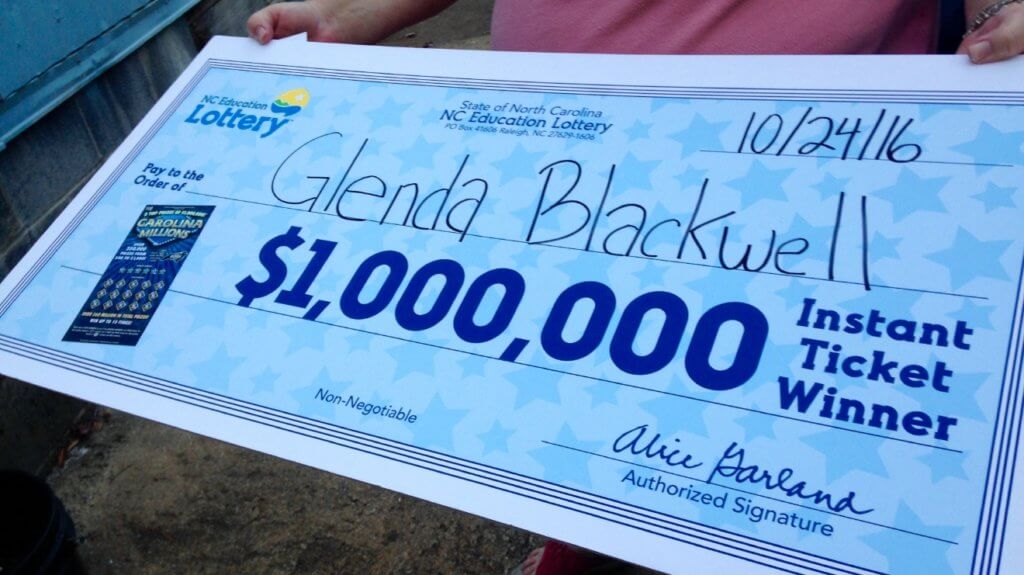 Glenda Blackwell North Carolina lottery prize check