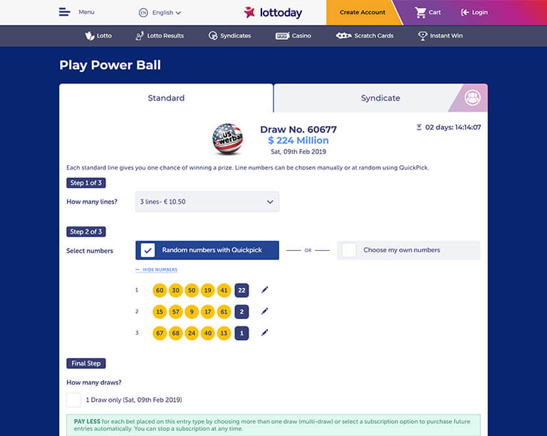 LottoDay Powerball ticket purchase