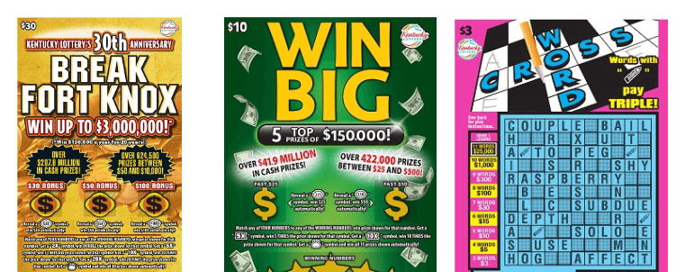 Kentucky Lottery instant games scratch offs