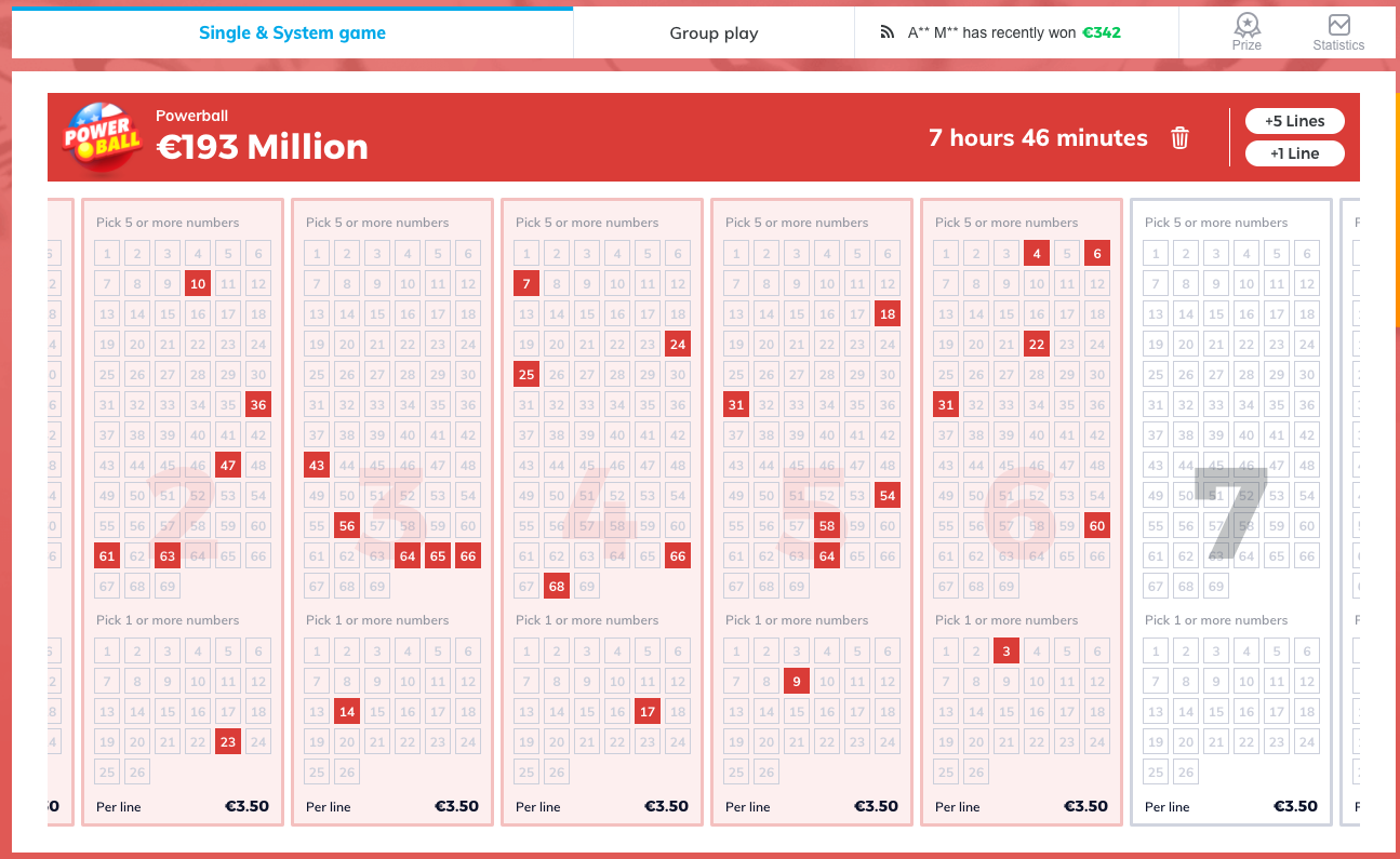 Multilotto - Powerball tickets - Solo play