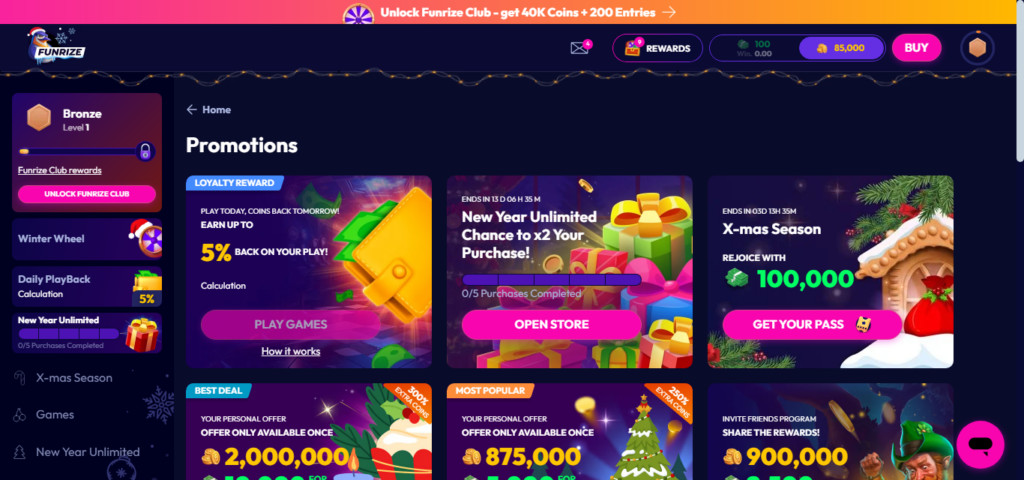 Funrize bonus