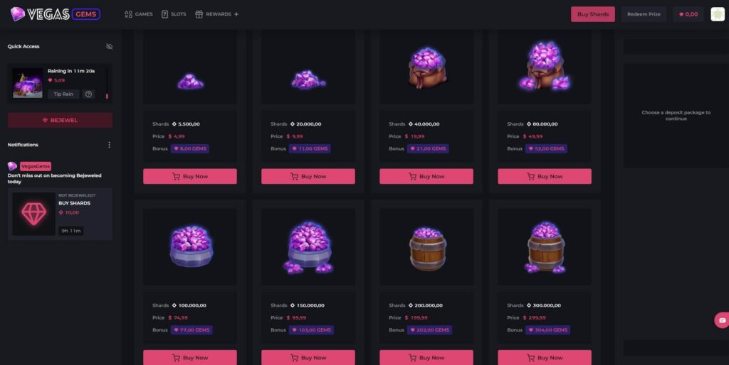 Vegas Gems Casino payments
