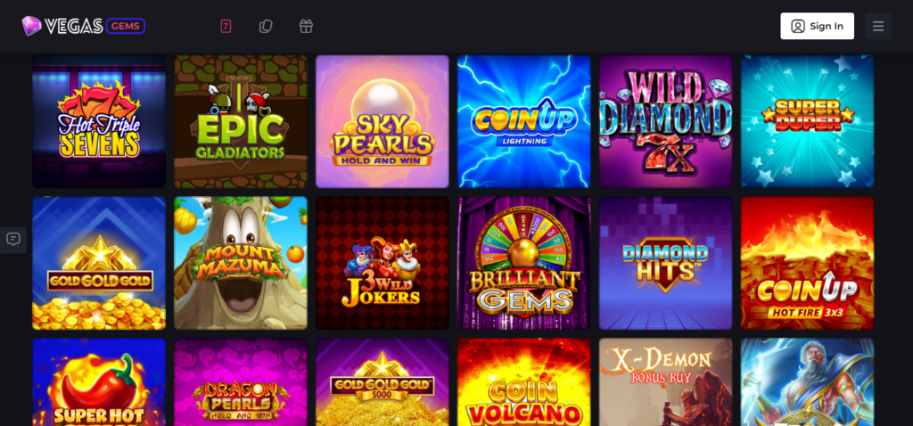 Vegas Gems Casino games