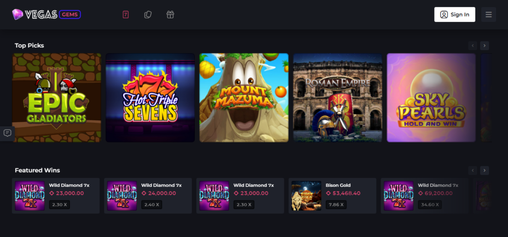 How does Vegas Gems sweepstakes casino work?