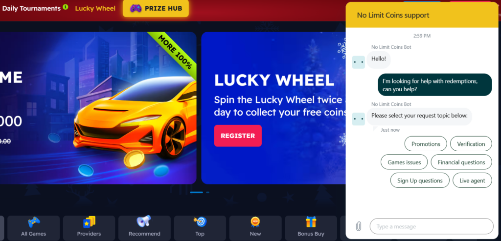 NoLimitCoins Casino customer support
