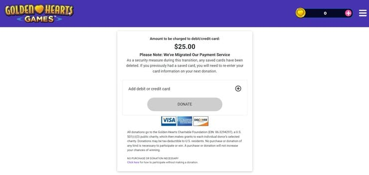 Golden Hearts Games Casino payment methods
