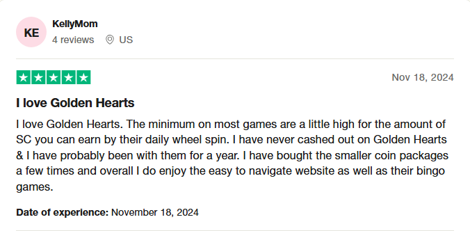 Golden Hearts Games Casino reviews