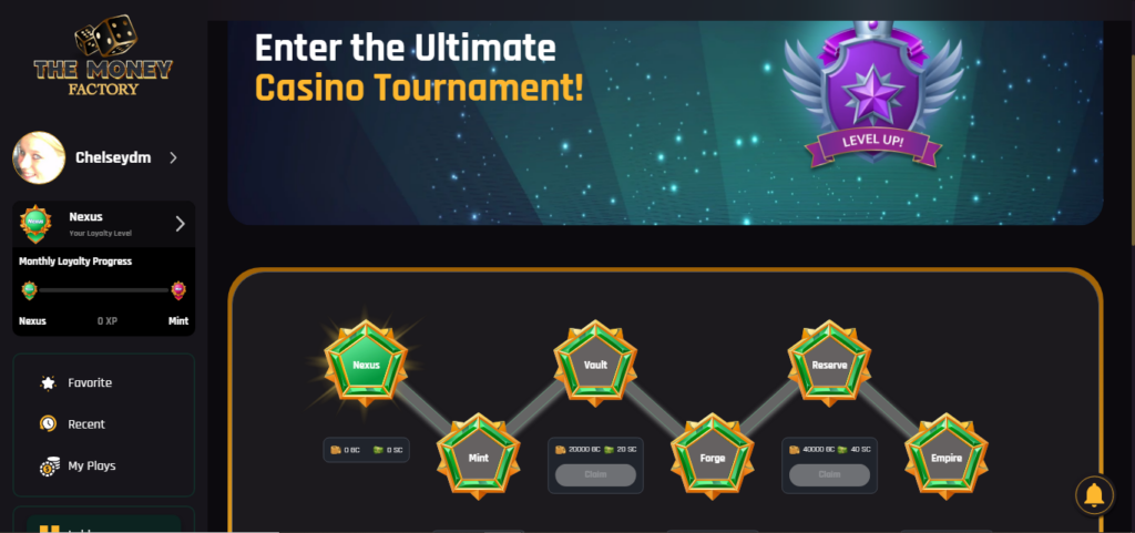 The Money Factory Casino rewards