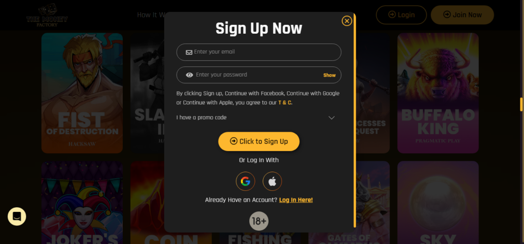 The Money Factory Casino user experience