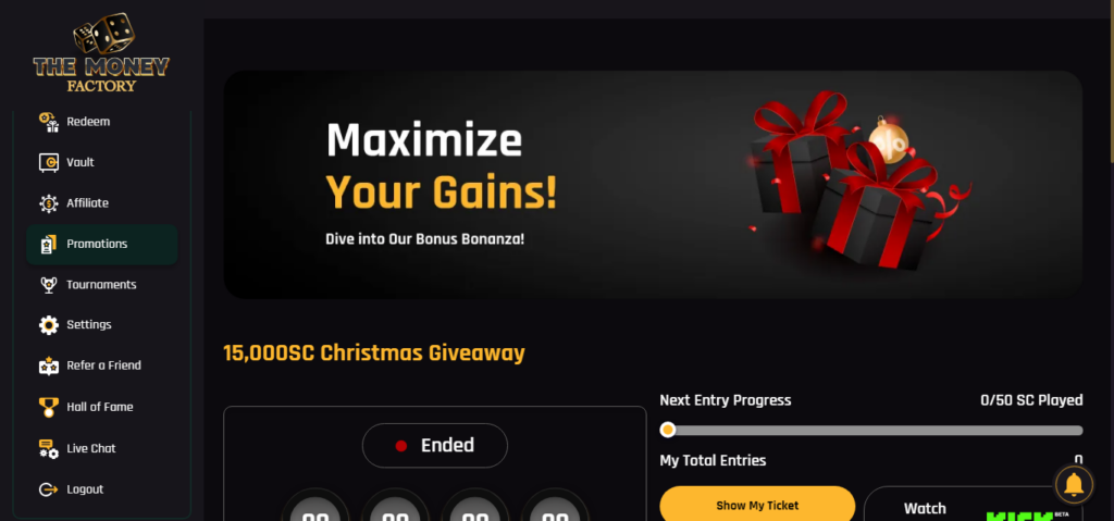 The Money Factory Casino bonus offers