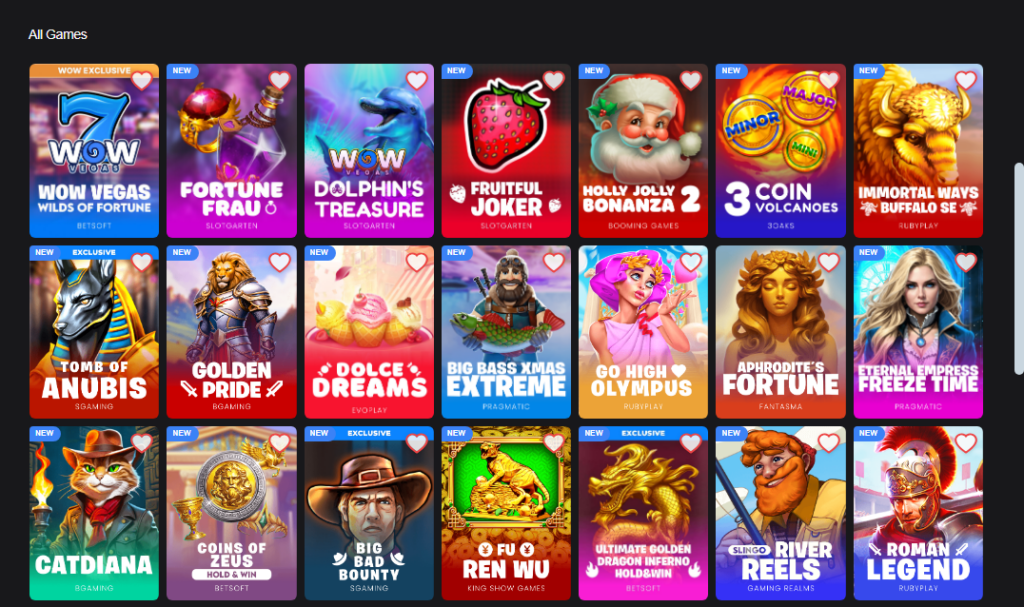 WOW Vegas games
