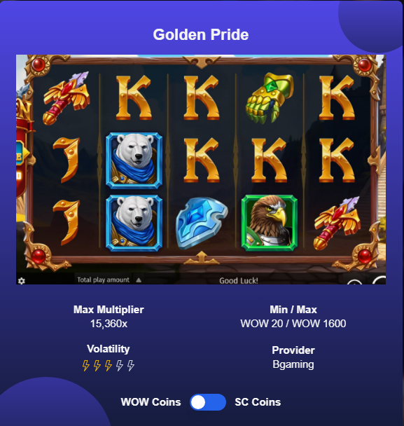 WOW Vegas prizes