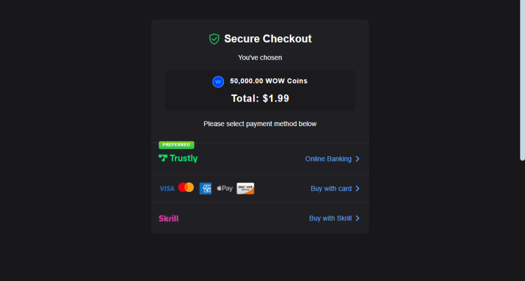 WOW Vegas payments