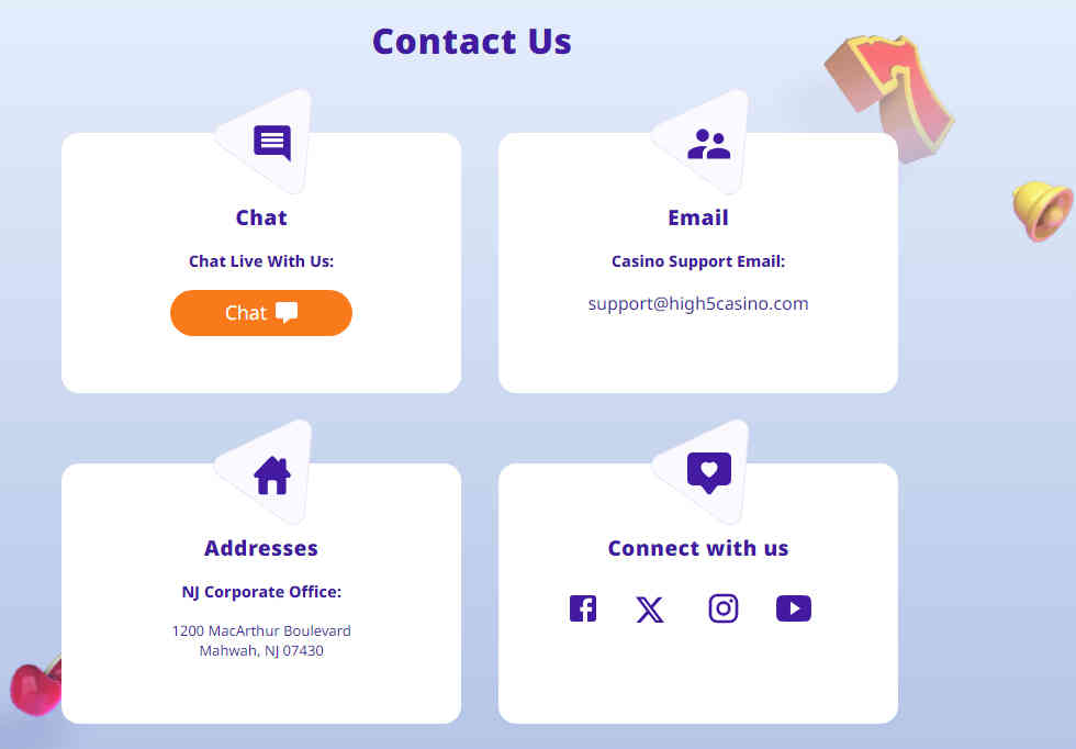 high 5 casino customer support