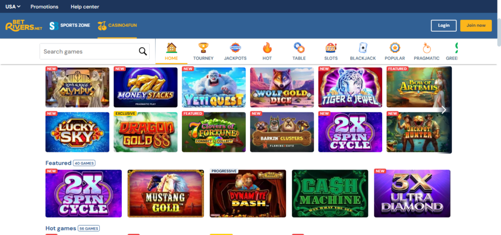 BetRivers.net Casino games