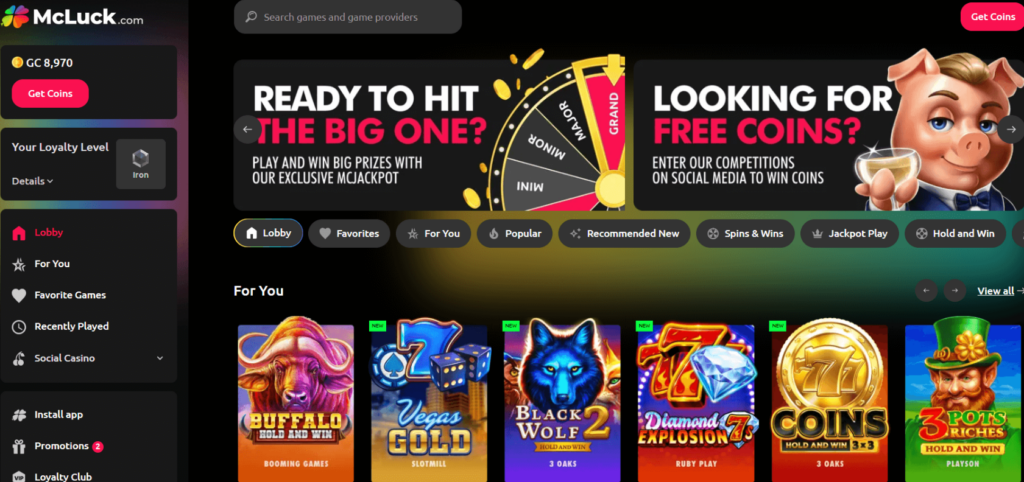 McLuck sweeps casino site