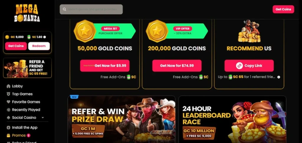 MegaBonanza sweeps cash casino